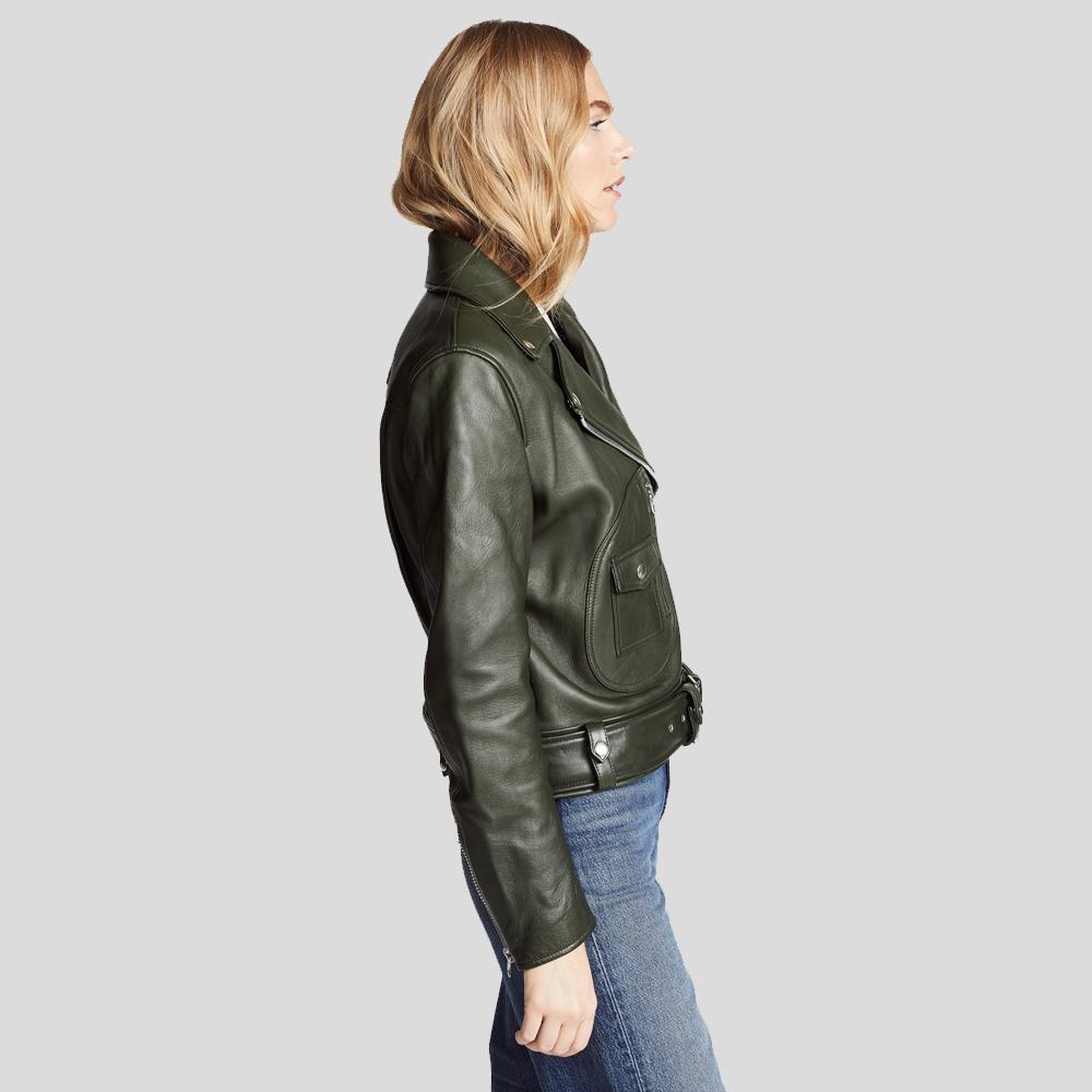 Women’s Raqeul Black Biker Leather Jacket | Full Grain Apparel