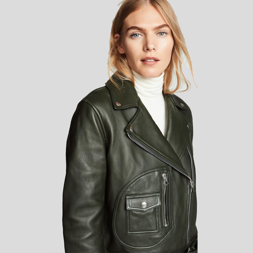 Women’s Raqeul Black Biker Leather Jacket | Full Grain Apparel