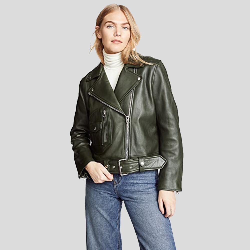 Women’s Raqeul Black Biker Leather Jacket | Full Grain Apparel