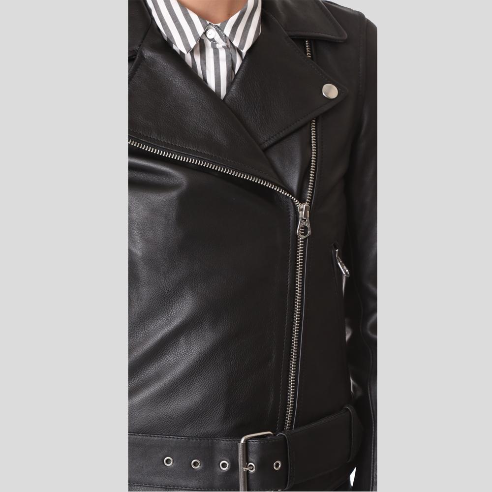 Women’s Sandra Black Biker Leather Jacket | Full Grain Apparel