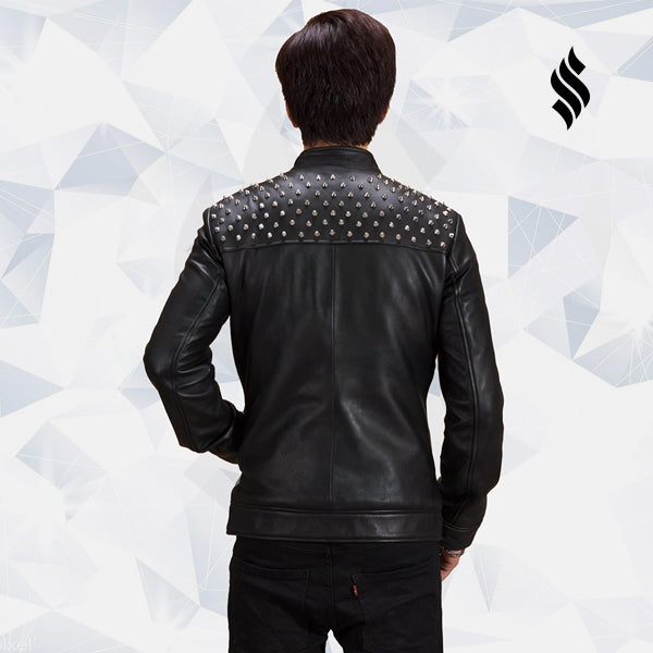 Men’s Shapron Studded Leather Biker Leather Jacket | Rugged Rebellion | Full Grain Apparel