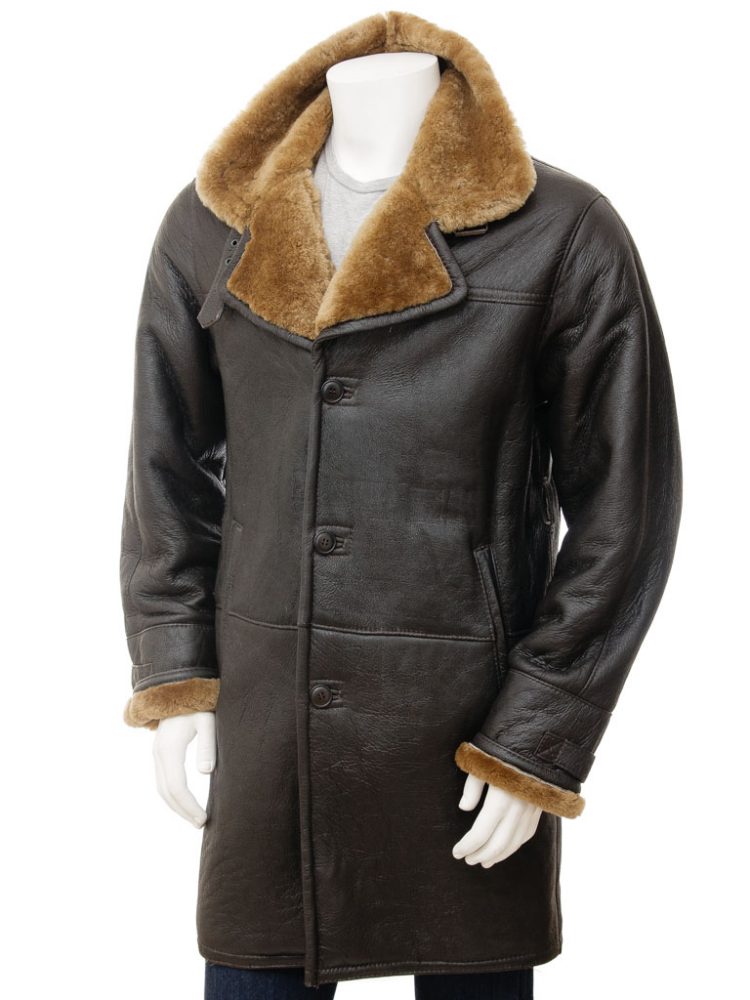Men’s Brown Lambskin Leather Winter Trench Coat | Full Grain Apparel