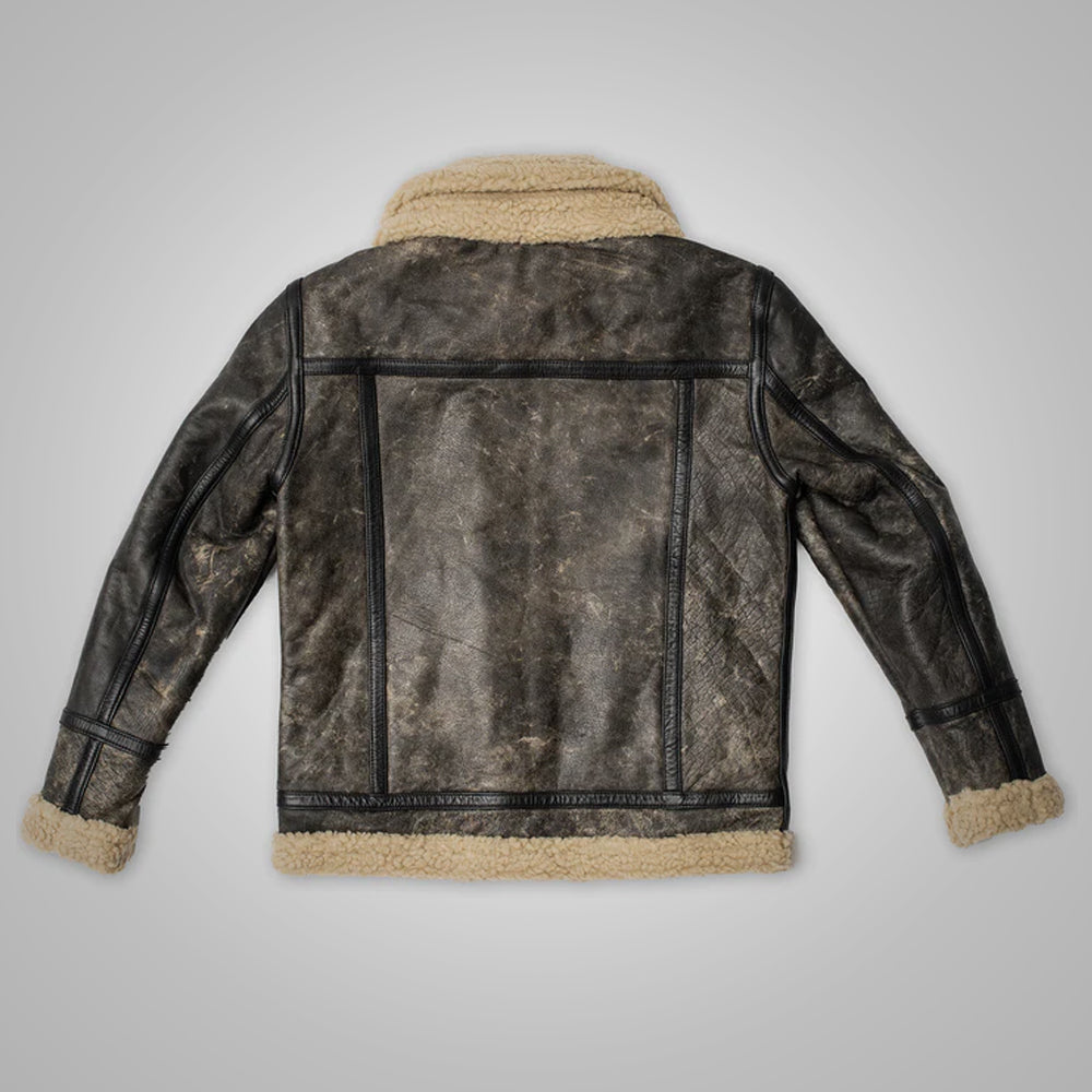 B3 "Canyon-Ridge" para hombre | Piel de oveja marrón clásica | Cazadora auténtica forrada de sherpa de doble cara | Prenda de piel de plena flor