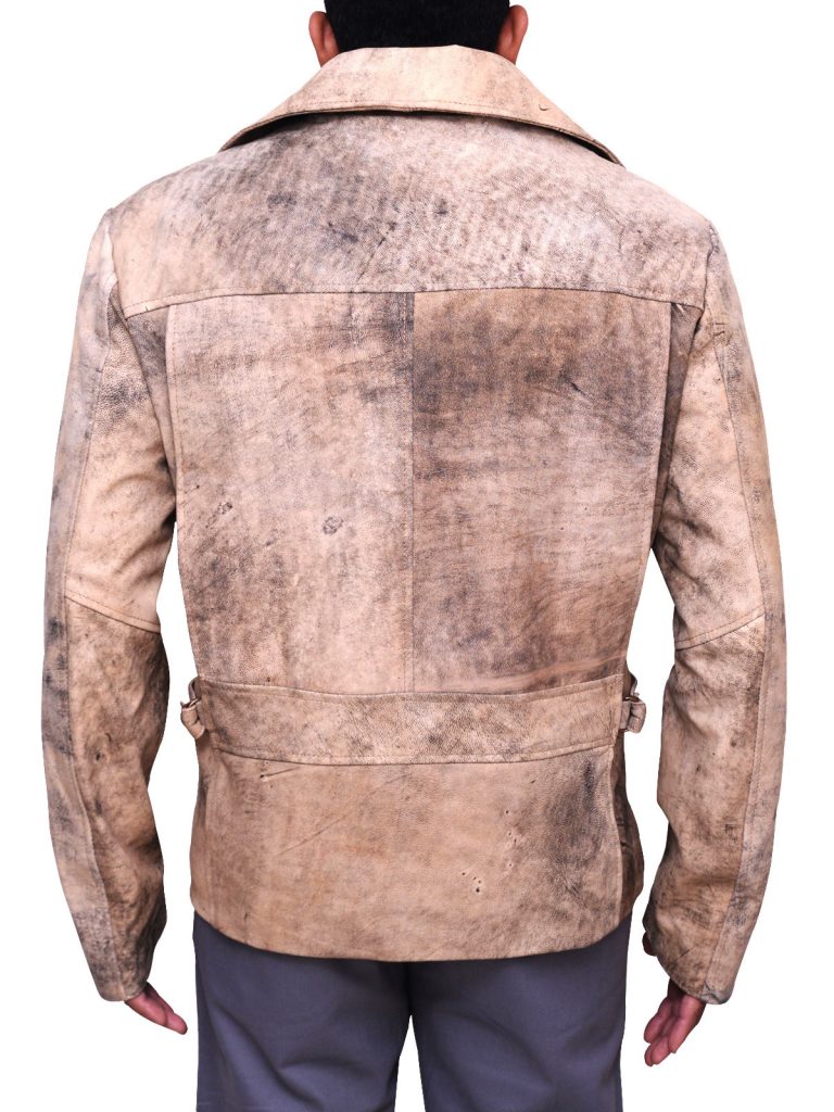 Chaqueta de motociclista marrón envejecida para hombre | Moto clásica vintage | Prenda de cuero plena flor