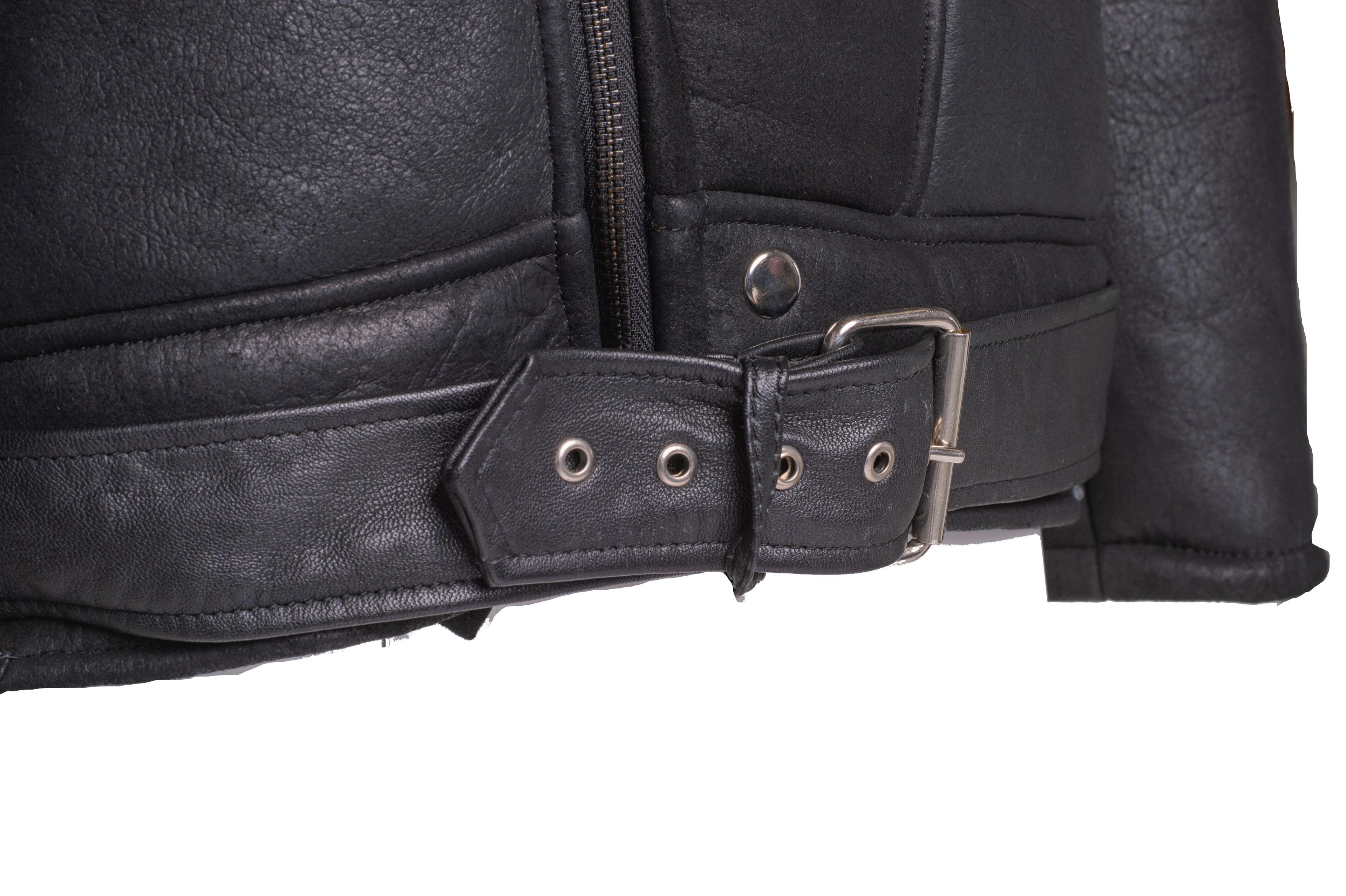 Men’s Black on Black Shearling Biker Jacket | Full Grain Apparel