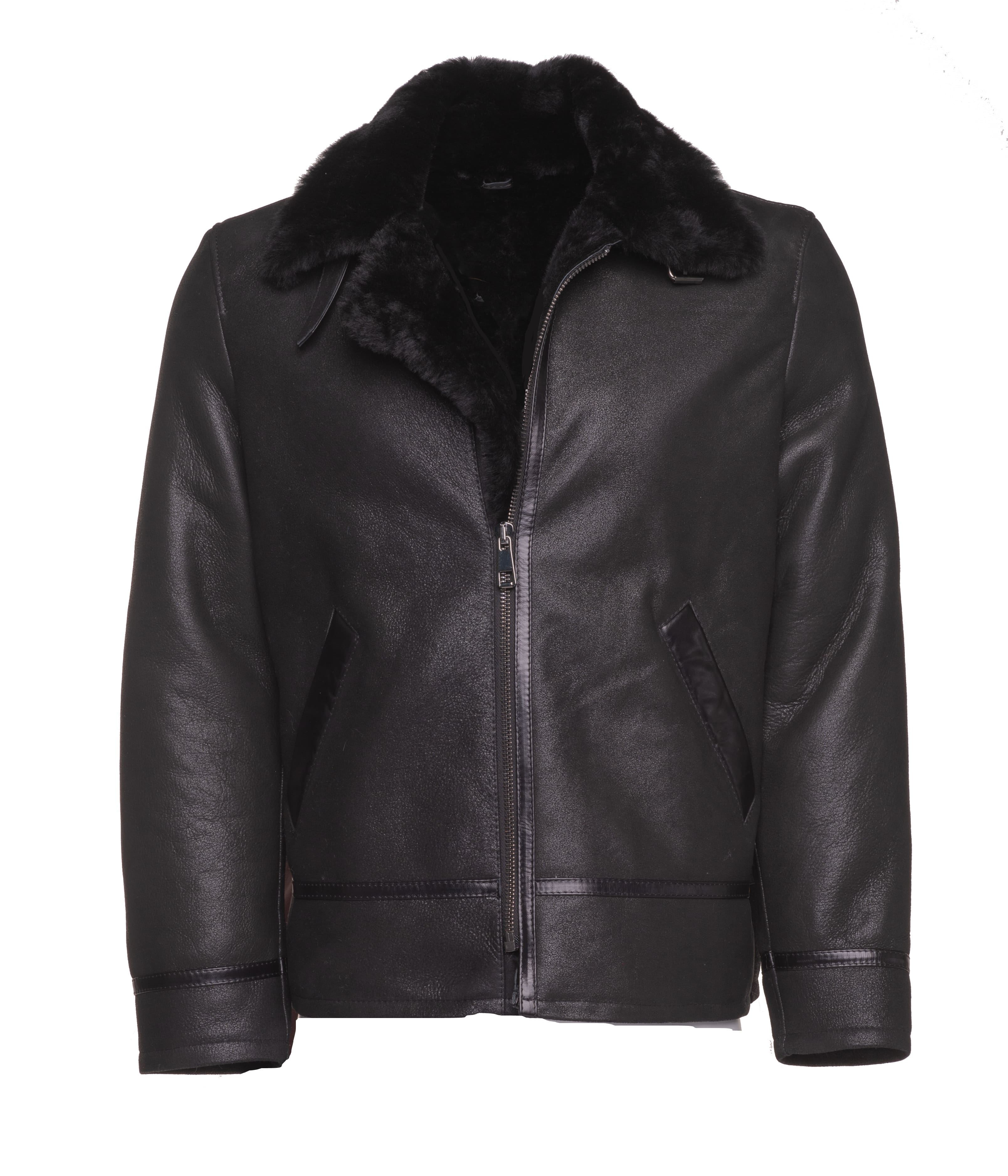 The B-3 "Shadow Ace" Aviator | Black-on-Black Real Shearling | Full Grain Apparel