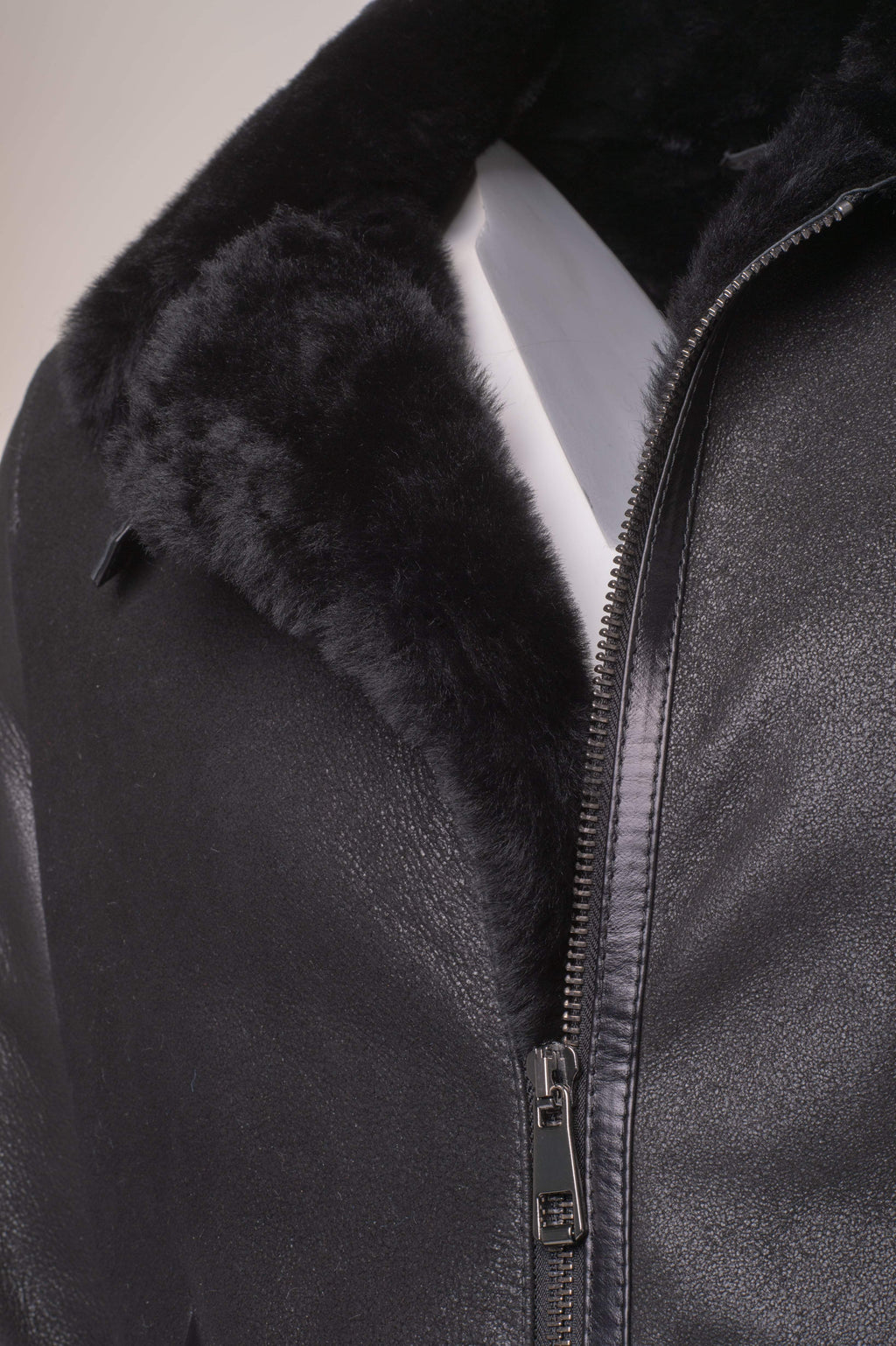 The B-3 "Shadow Ace" Aviator | Black-on-Black Real Shearling | Full Grain Apparel