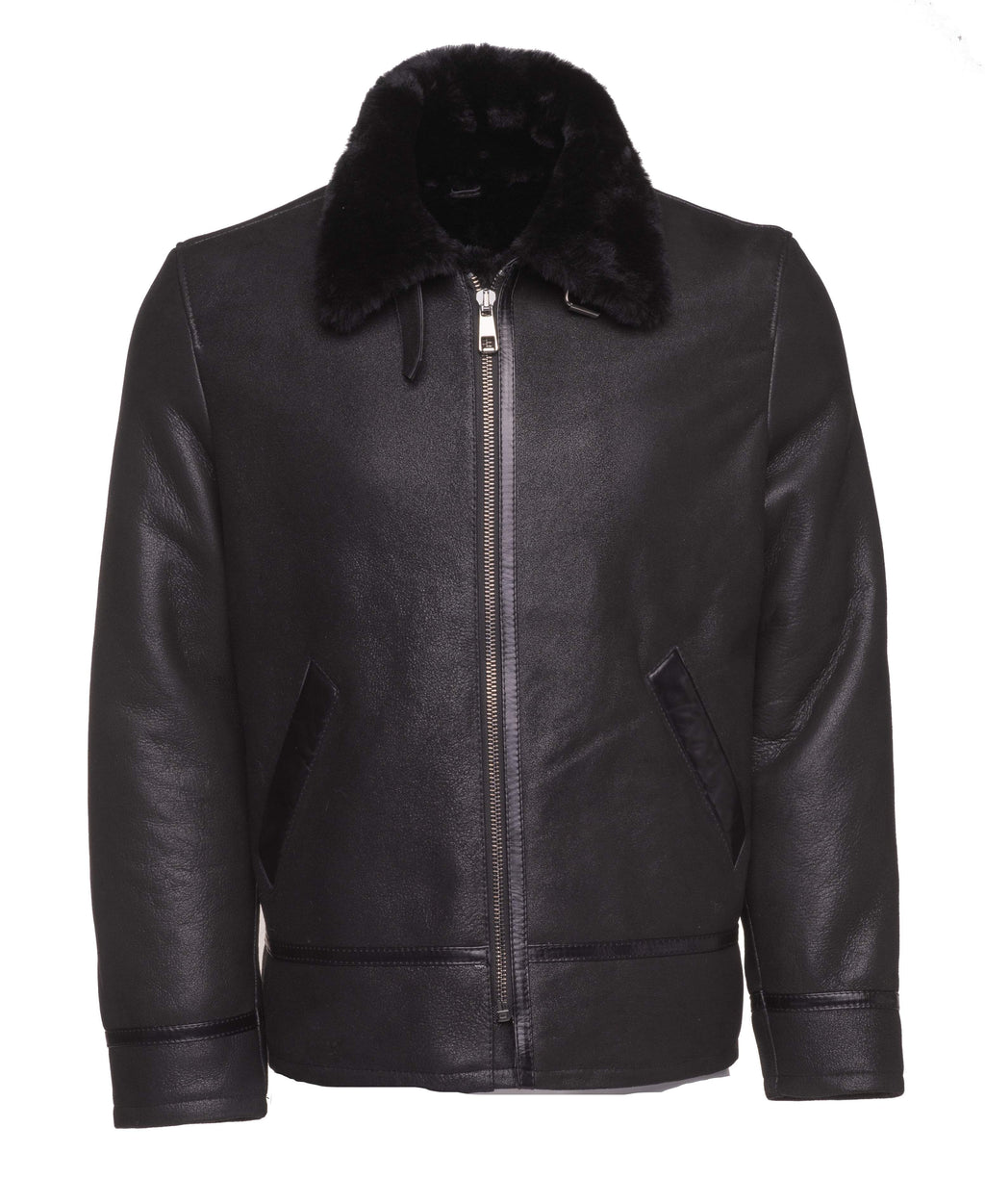 The B-3 "Shadow Ace" Aviator | Black-on-Black Real Shearling | Full Grain Apparel