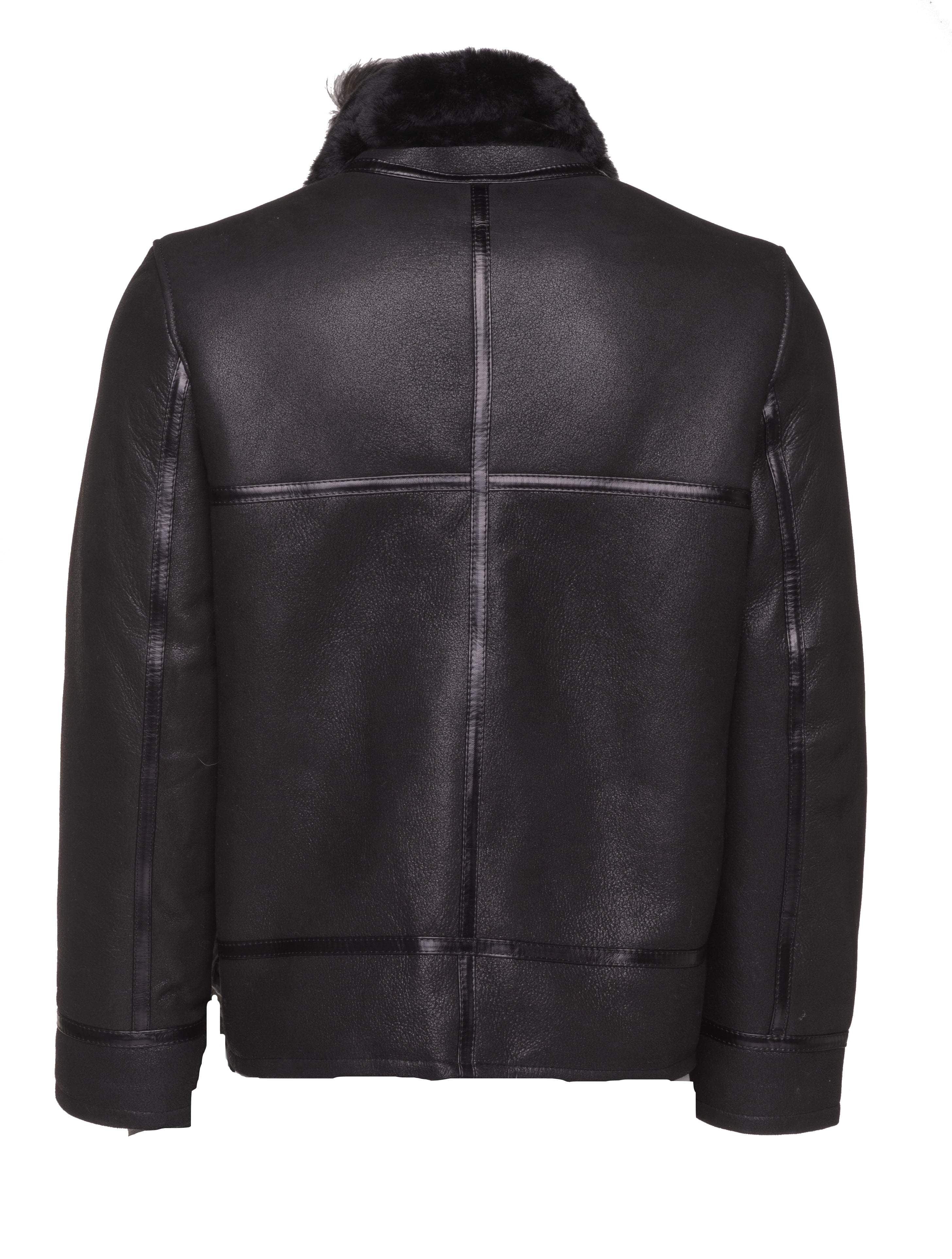 The B-3 "Shadow Ace" Aviator | Black-on-Black Real Shearling | Full Grain Apparel