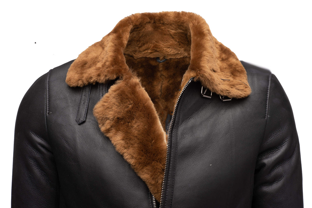 Men’s Classic Ginger Brown B3 Bomber Aviator Shearling Jacket | Full Grain Apparel
