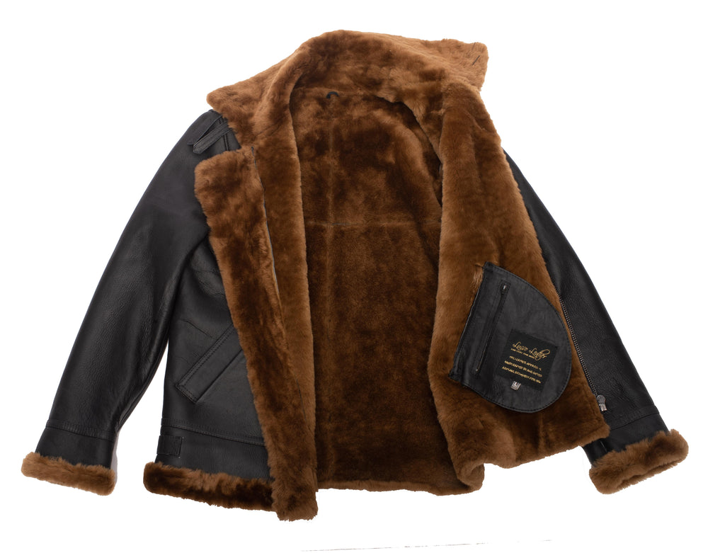 Men’s Classic Ginger Brown B3 Bomber Aviator Shearling Jacket | Full Grain Apparel