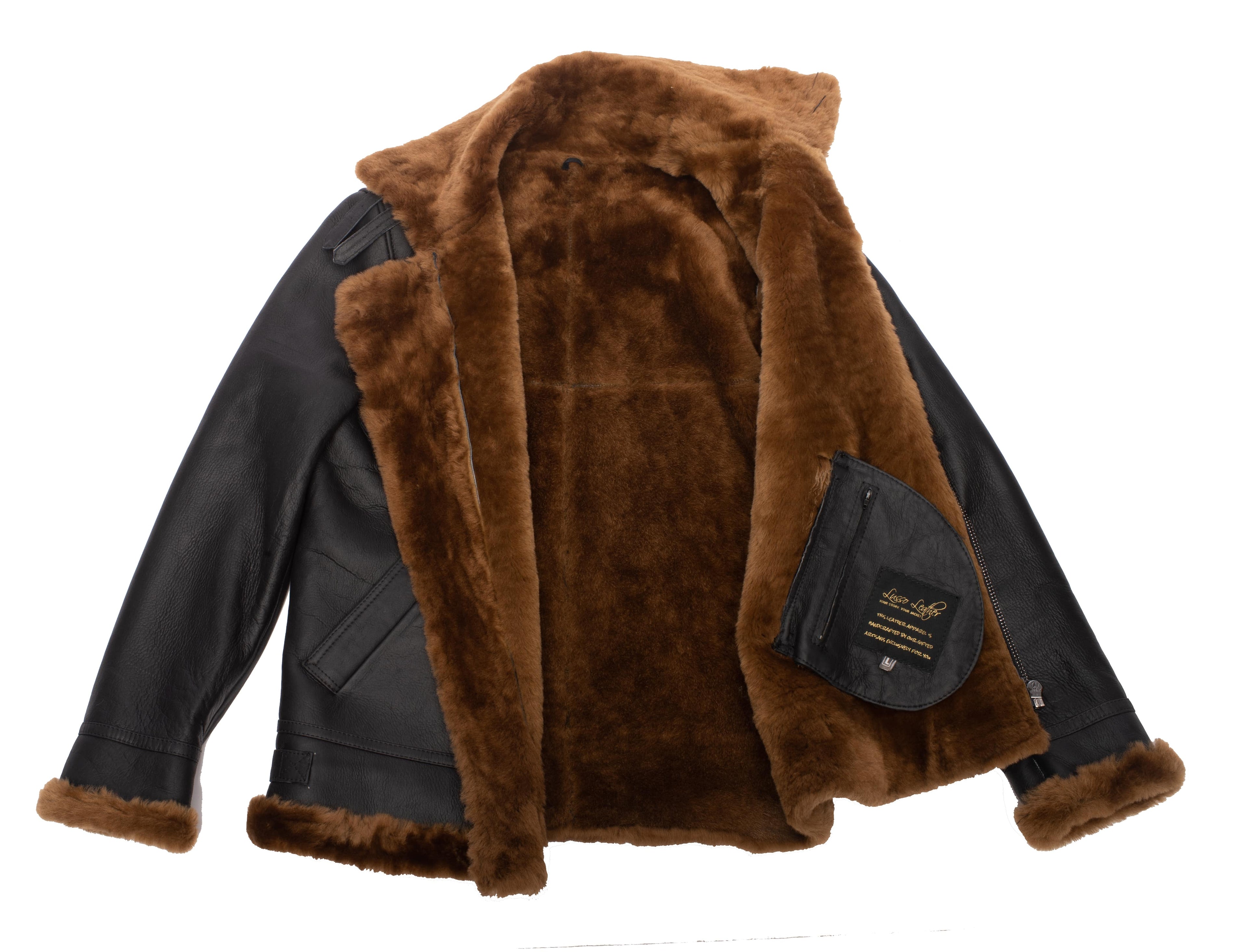 Men’s Classic Ginger Brown B3 Bomber Aviator Shearling Jacket | Full Grain Apparel