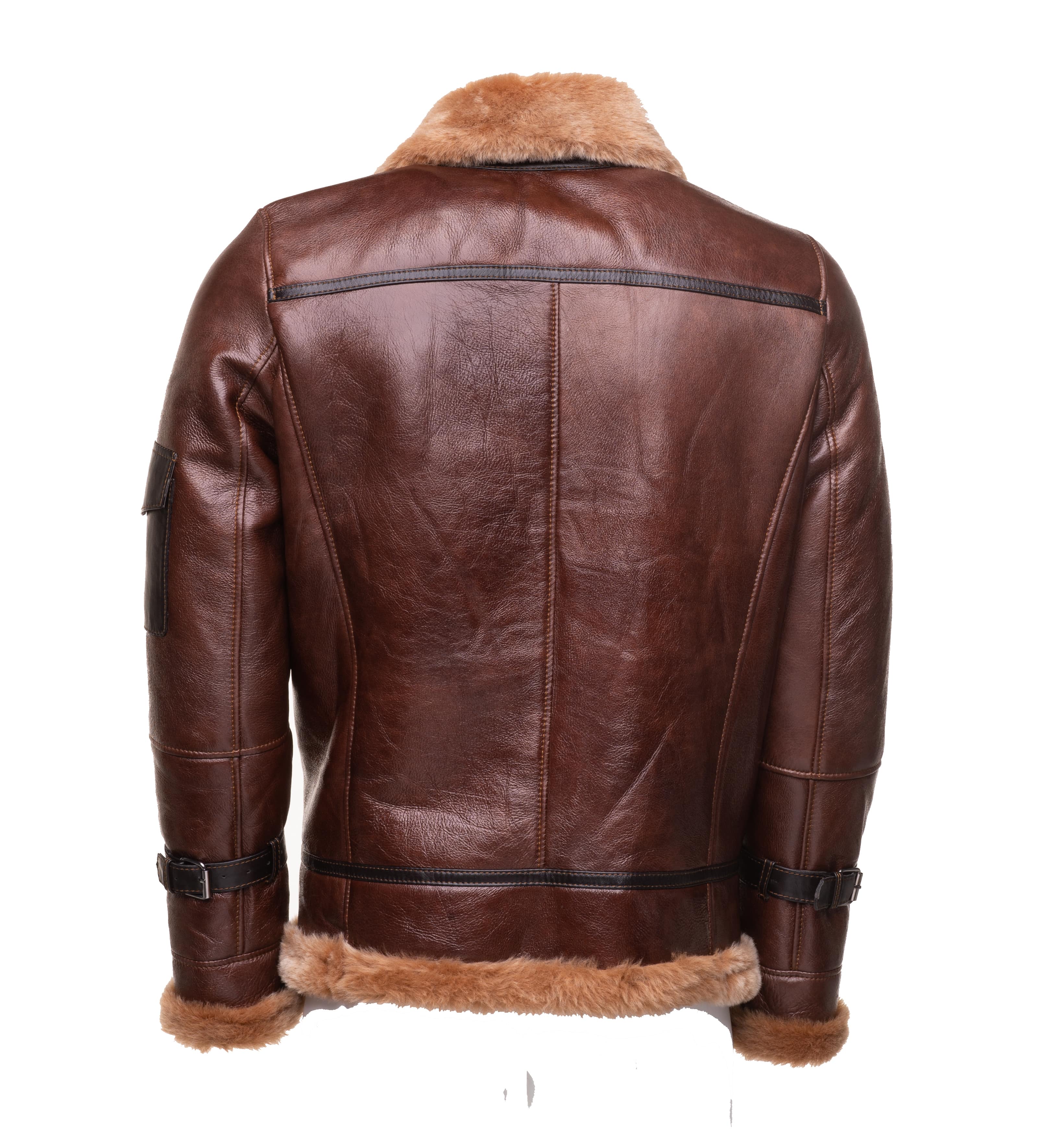 Men’s Esa Brown Bomber Sheepskin Shearling Jacket | Full Grain Apparel