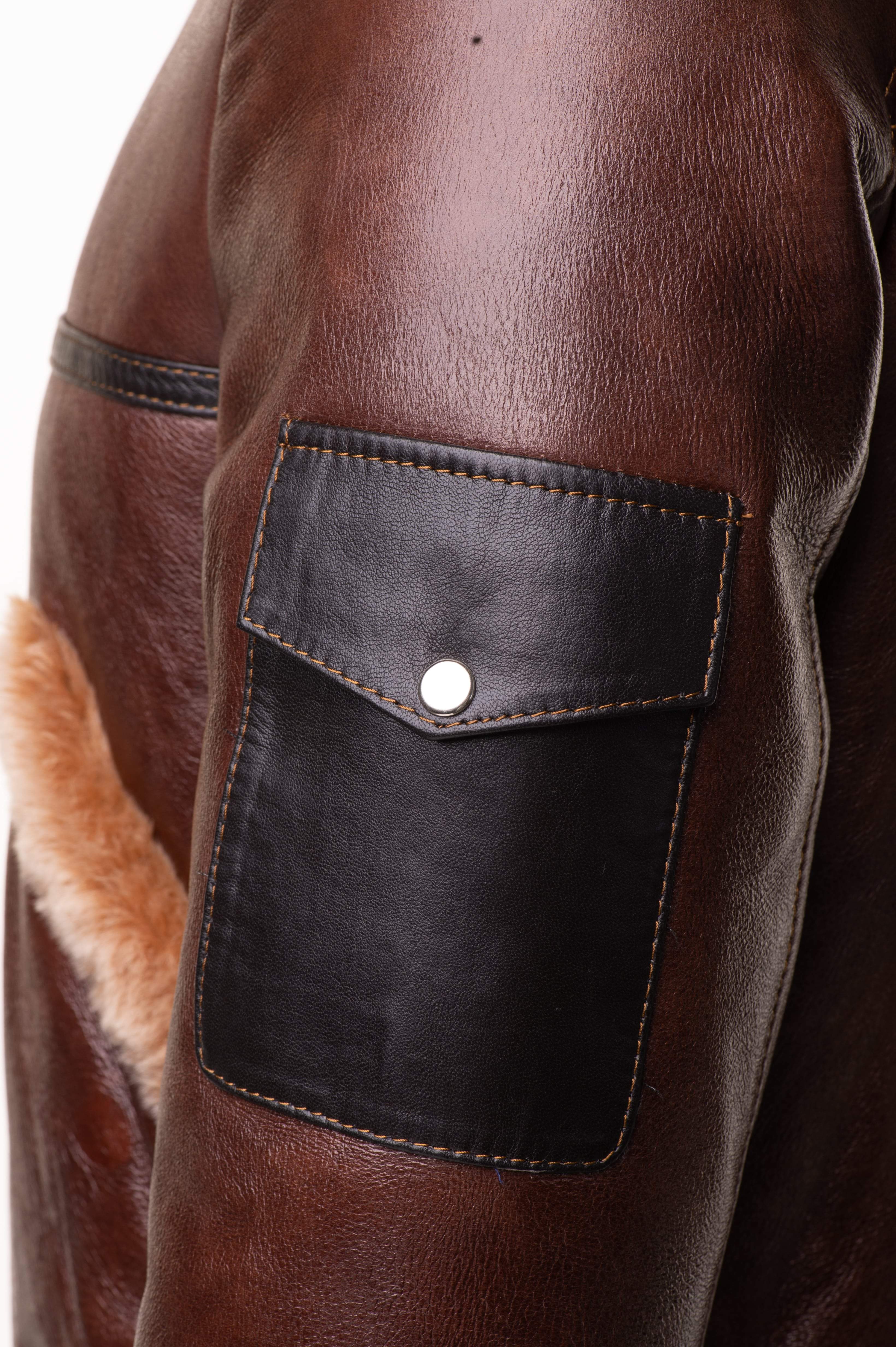 Men’s Esa Brown Bomber Sheepskin Shearling Jacket | Full Grain Apparel