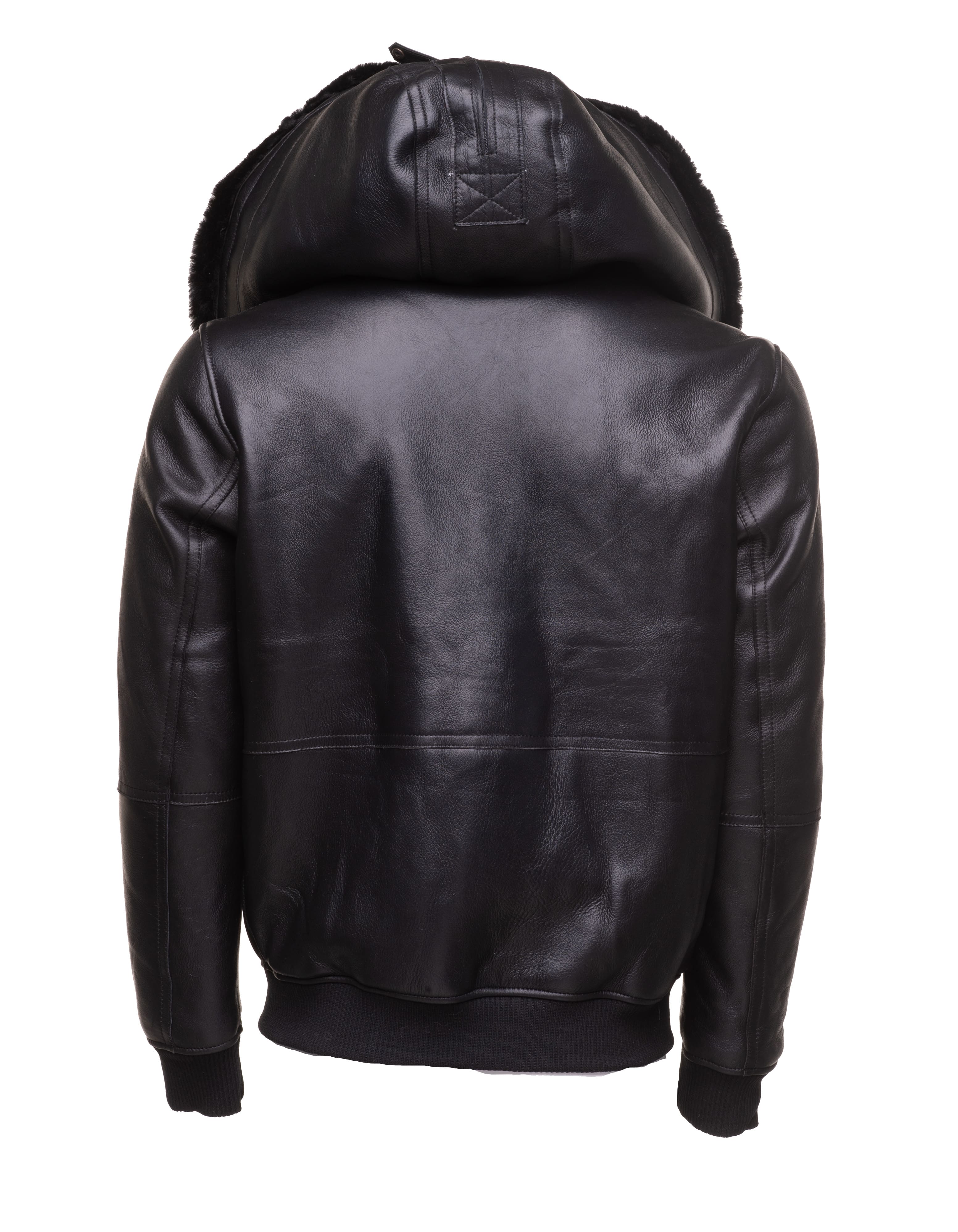 Men’s Gregos Varsity Sheepskin Shearling Jacket with Large Hoodie | Full Grain Apparel