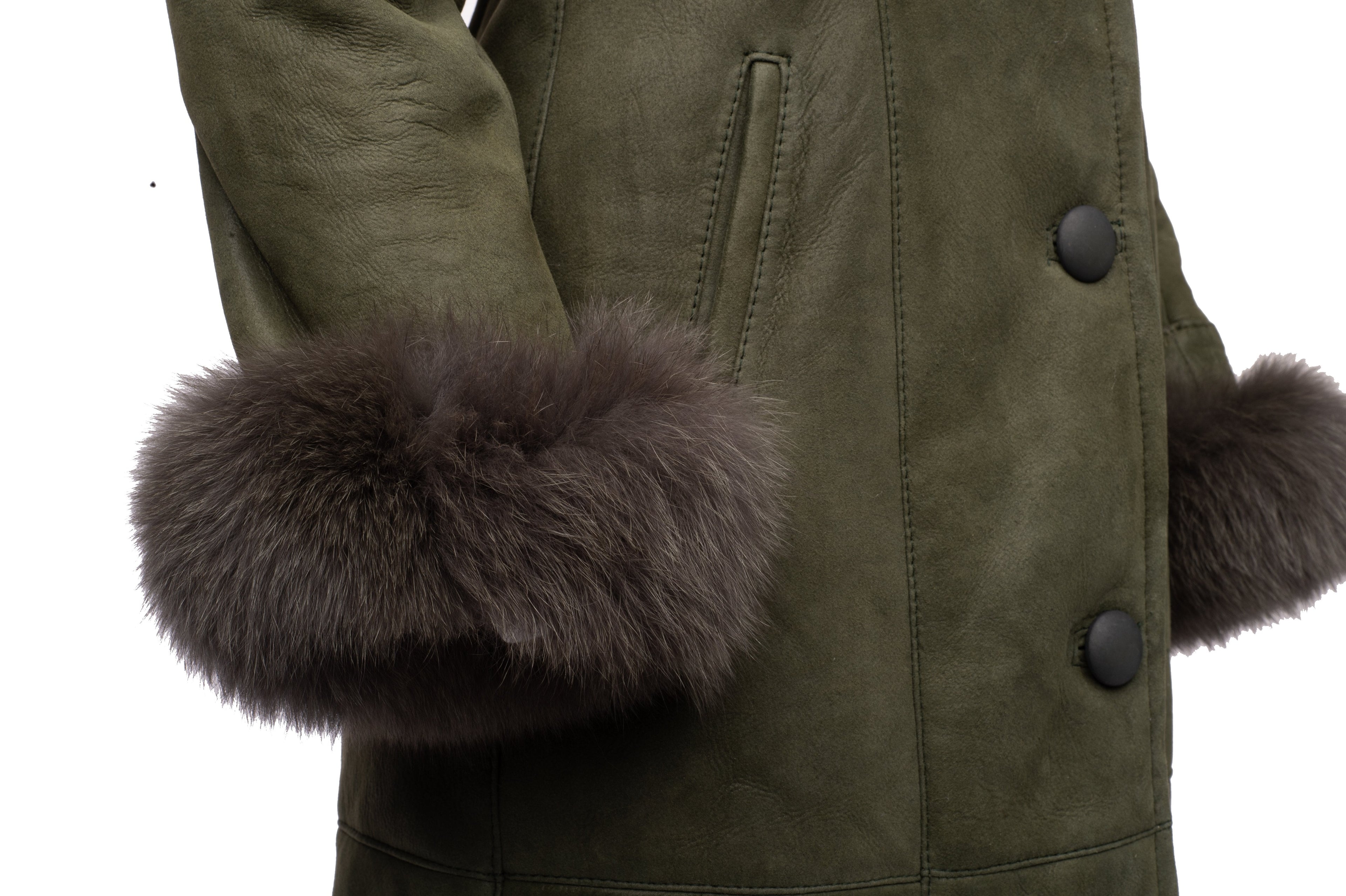 Women's Caitlan's Shearling Sheepskin Long Coat | Real Fox Fur | Full Grain Apparel