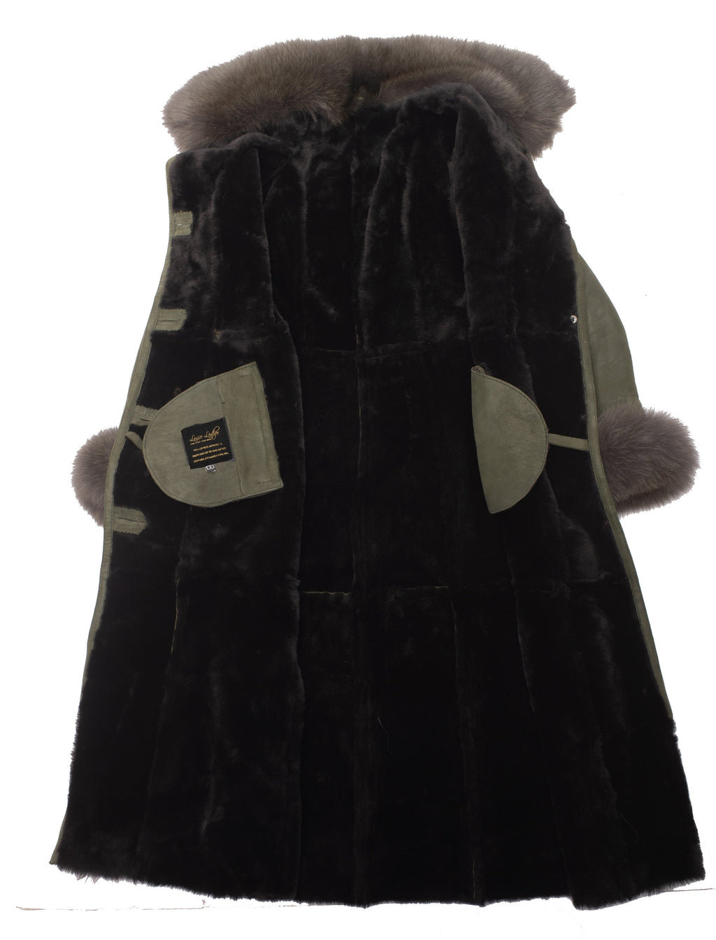 Women's Caitlan's Shearling Sheepskin Long Coat | Real Fox Fur | Full Grain Apparel