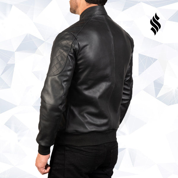 La chaqueta de aviador de cuero negro "Sven" | Minimalismo escandinavo | Prenda de piel de plena flor