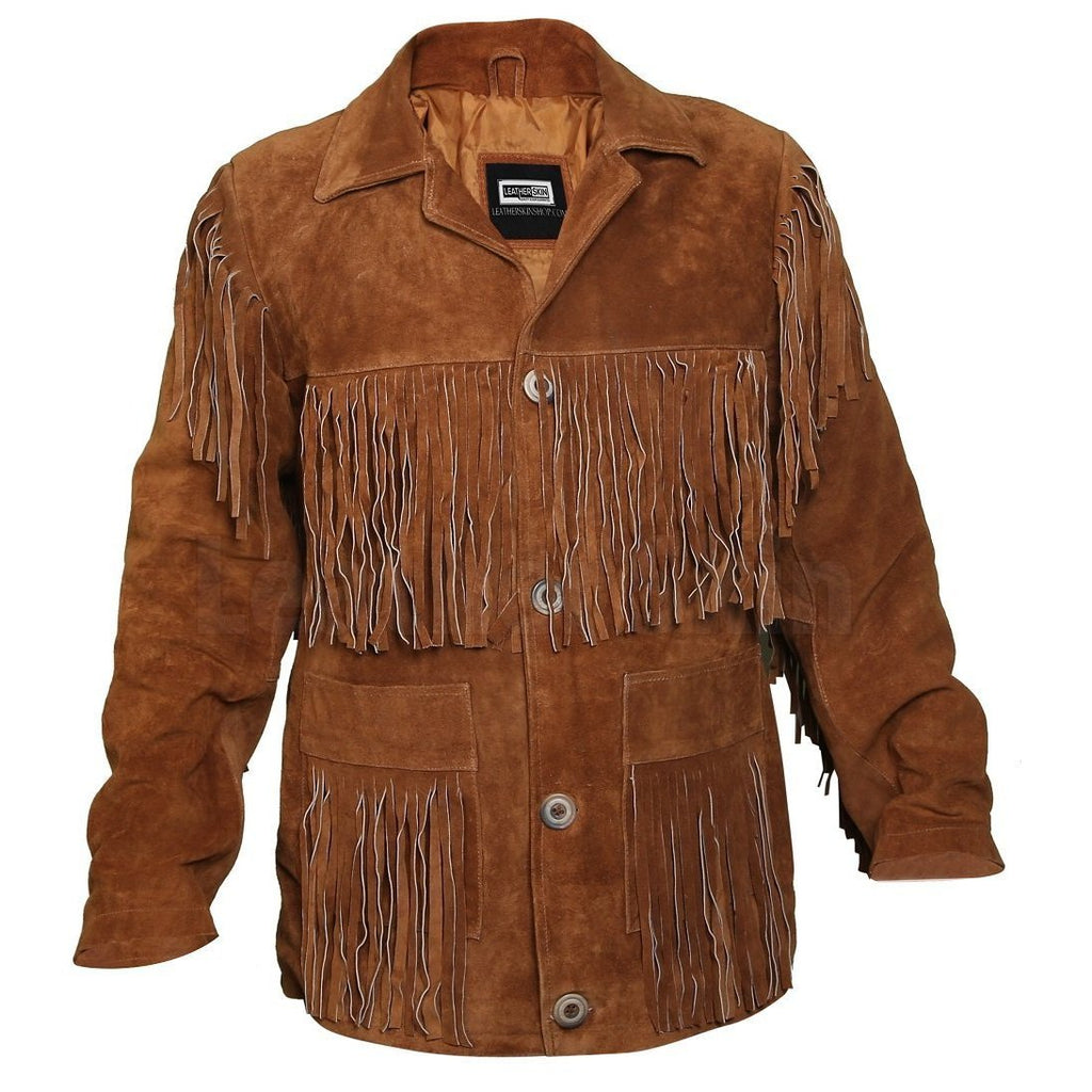 Tawny Suede Leather Jacket with Fringes | Full Grain Apparel