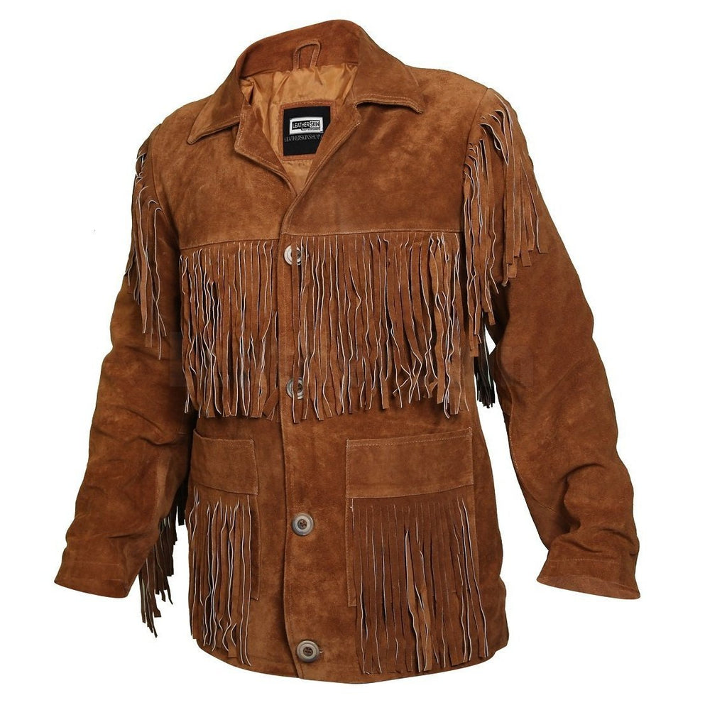 Tawny Suede Leather Jacket with Fringes | Full Grain Apparel