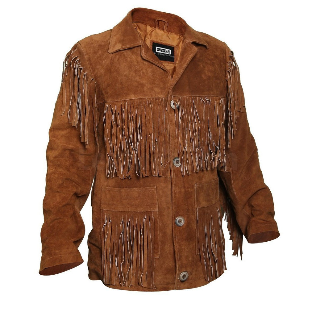 Tawny Suede Leather Jacket with Fringes | Full Grain Apparel