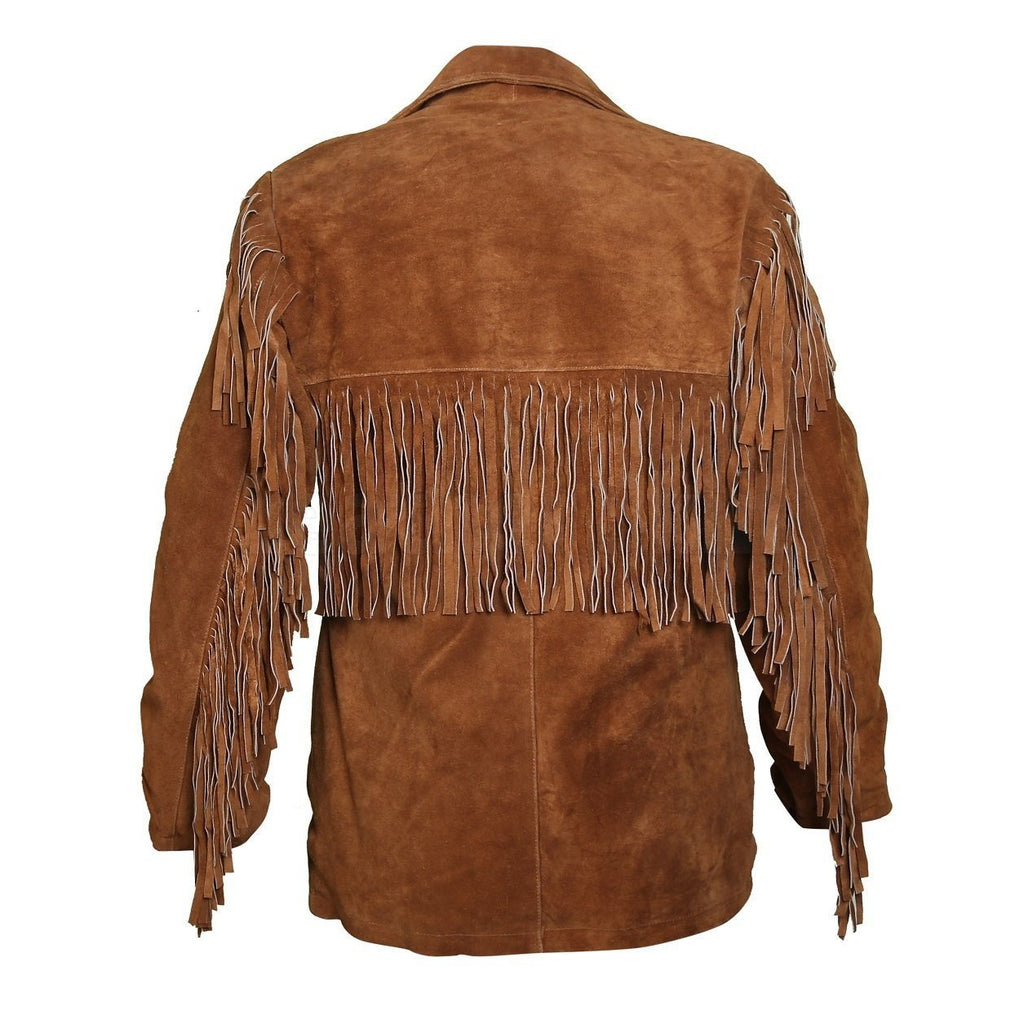 Tawny Suede Leather Jacket with Fringes | Full Grain Apparel