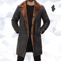 Men’s Turlock Dark Brown Shearling Leather Trench Coat | Rugged Heritage | Full Grain Apparel