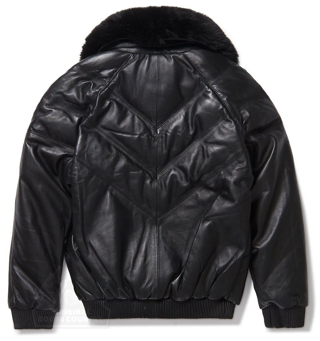 Women’s Black V-Bomber Jacket | Full Grain Apparel