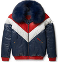 Two-Tone Leather V-Bomber Jacket | Full Grain Apparel