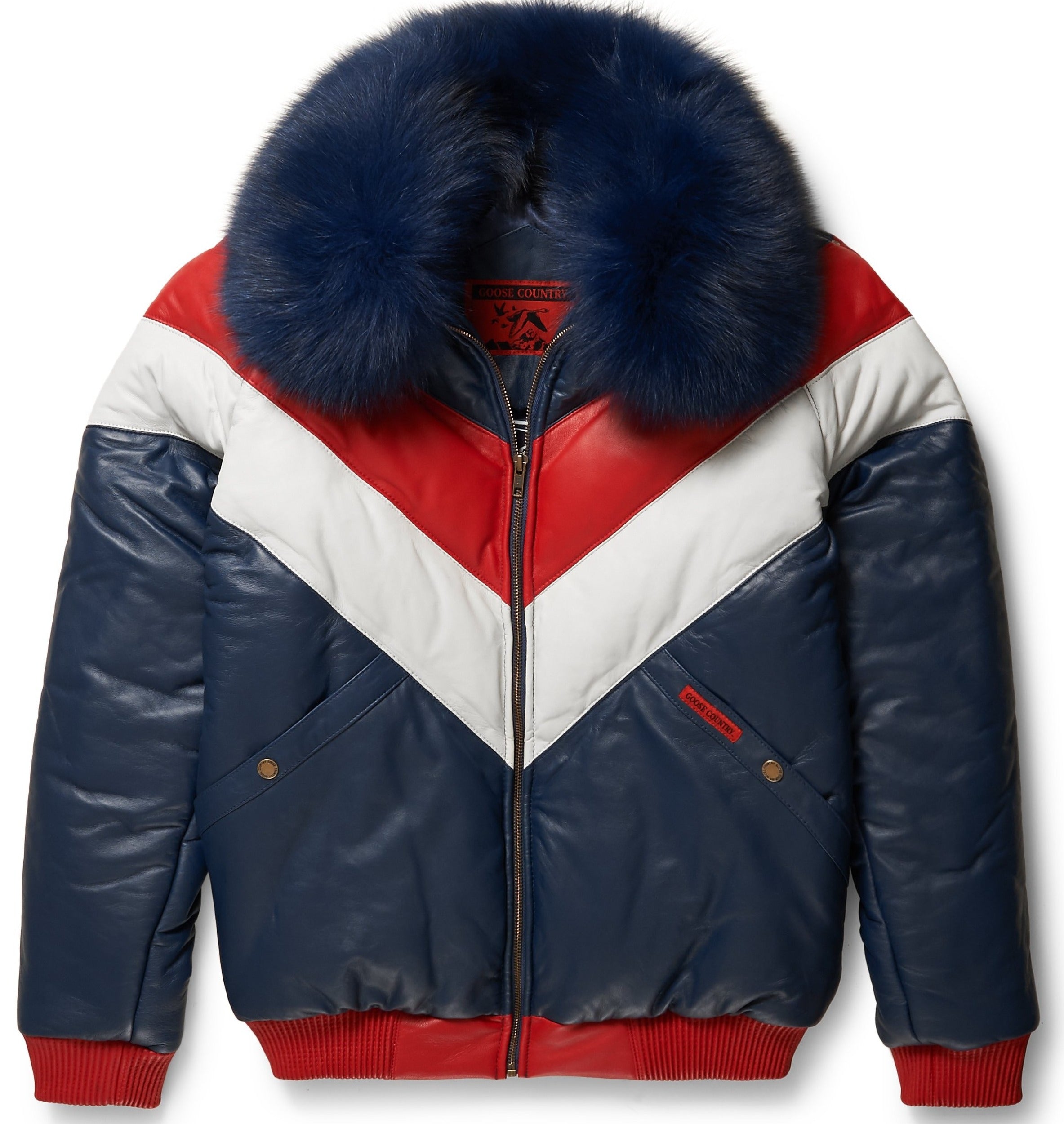 Two-Tone Leather V-Bomber Jacket | Full Grain Apparel