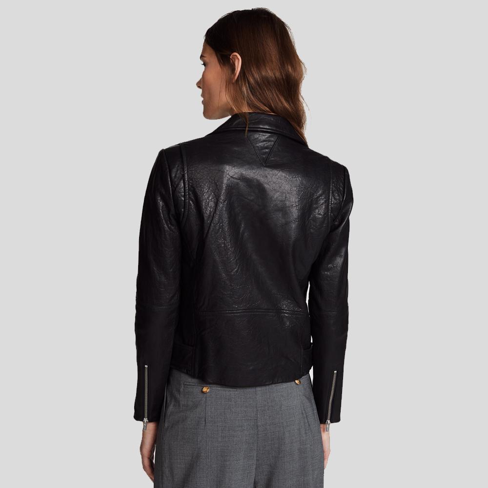Women’s Vienna Black Biker Leather Jacket | Full Grain Apparel