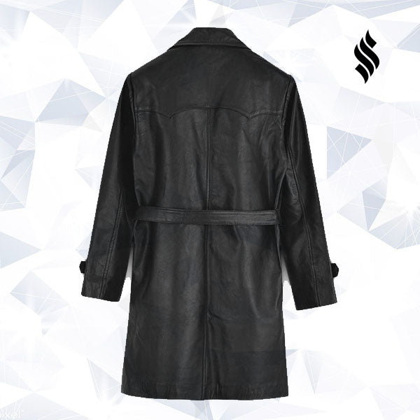 Men’s Vintage Leather Trench Coat | Rugged Heritage Overcoat | Full Grain Apparel