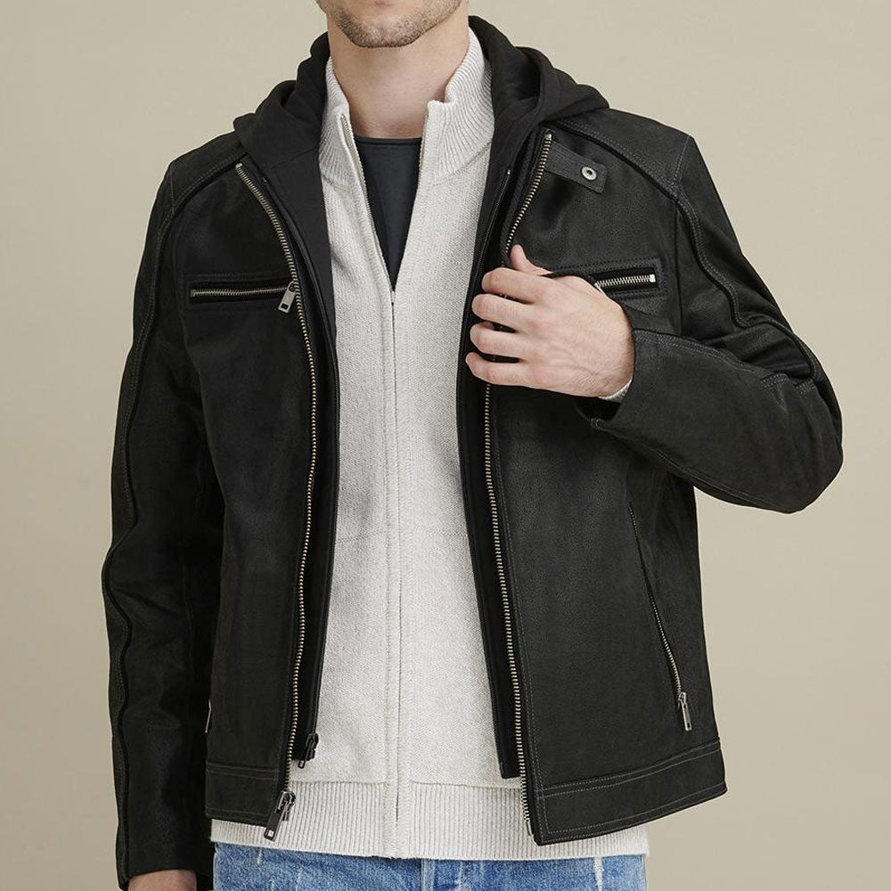 Men’s Vintage Hooded Leather Jacket | The Urban Ranger Hybrid | Full Grain Apparel