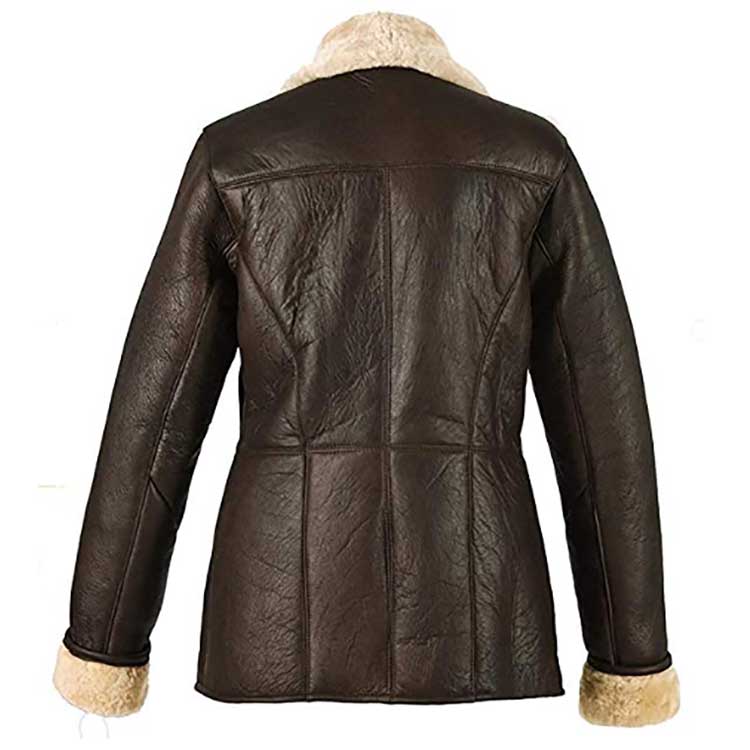 Women’s Dark Brown Fur Collar Aviator Leather Jacket | The "Espresso" Aviatrix | Full Grain Apparel