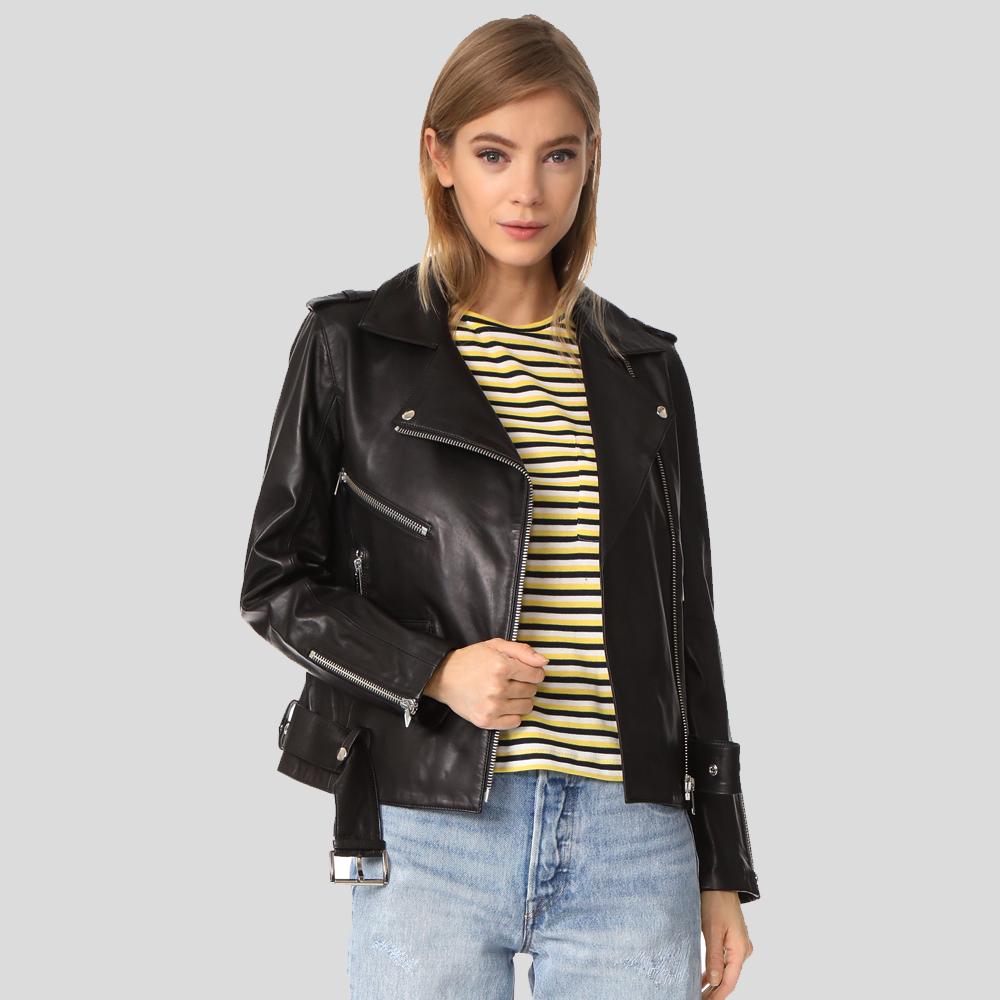Whitley Black Biker Leather Jacket | Full Grain Apparel