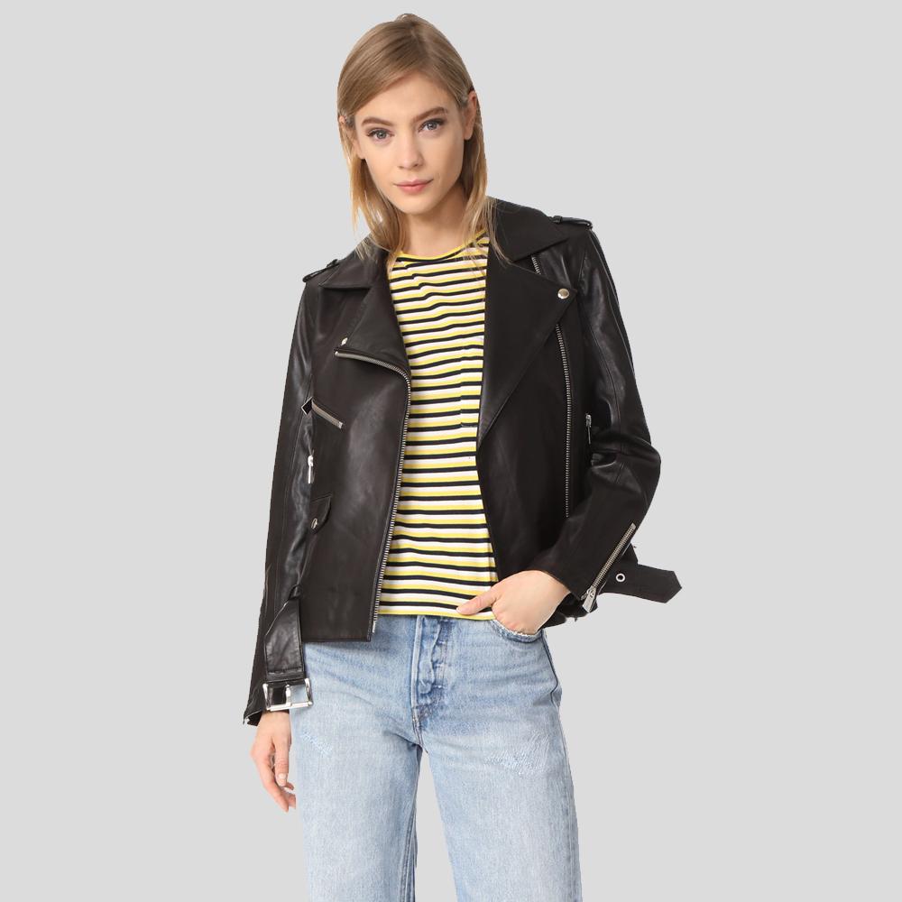 Whitley Black Biker Leather Jacket | Full Grain Apparel