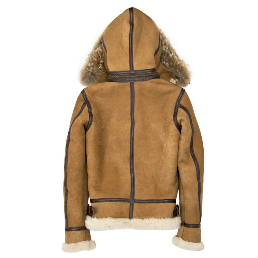Women’s Hooded B3 Bomber Jacket | Rugged Winter Elegance | Full Grain Apparel