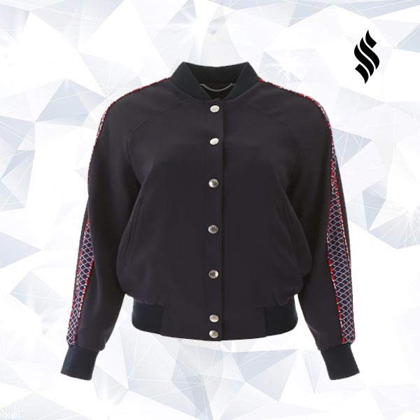 Women’s Embroidered Varsity Jacket | Elegant Letterman Bomber | Full Grain Apparel