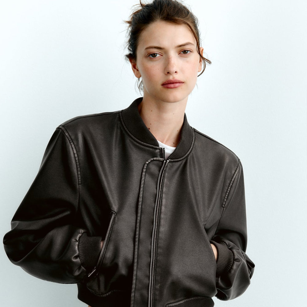 Women’s "A1-Elysium" Aviator | Midnight Black Premium Leather | Shearling-Trimmed Bomber Flying Jacket | Full Grain Apparel