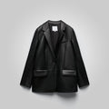 Women’s "Shadow Noir" Oversized Leather Blazer | Premium Black Lambskin | Relaxed Boyfriend Overcoat | Full Grain Apparel
