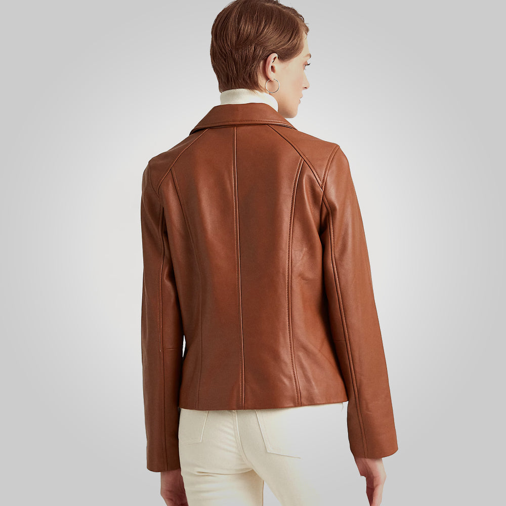 Women’s "Midnight Rider" Moto Jacket | Genuine Espresso Lambskin | Classic Asymmetrical Motorcycle Jacket | Full Grain Apparel