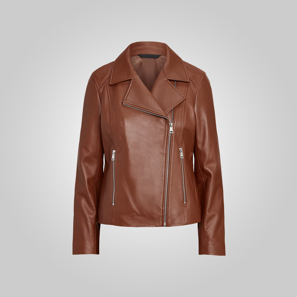 Women’s "Midnight Rider" Moto Jacket | Genuine Espresso Lambskin | Classic Asymmetrical Motorcycle Jacket | Full Grain Apparel
