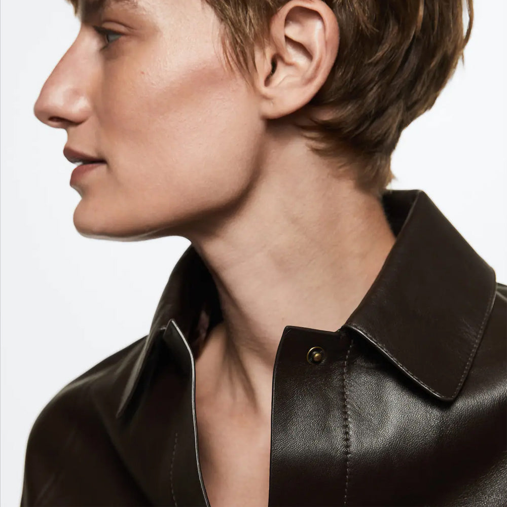 Women’s "Manhattan" Oversized Leather Shacket | Premium Espresso Lambskin | Relaxed Boyfriend Fit | Full Grain Apparel