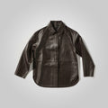Women’s "Manhattan" Oversized Leather Shacket | Premium Espresso Lambskin | Relaxed Boyfriend Fit | Full Grain Apparel