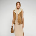 Women’s "Autumn Ridge" Vest | Premium Brown Sheepskin | Genuine Shearling Leather Waistcoat | Full Grain Apparel