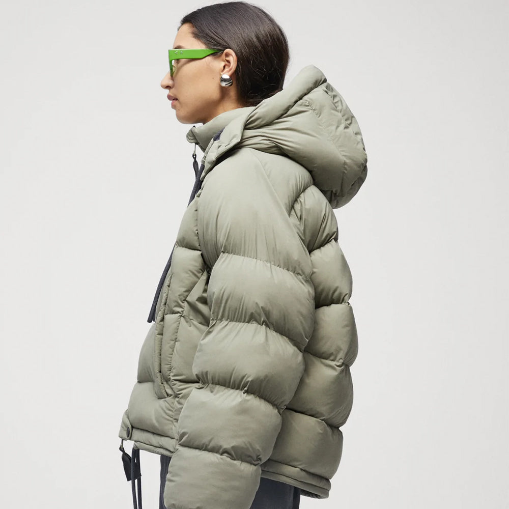 Women’s "Lunar Moss" Ultra-Light Puffer | Premium Dull Green Matte Finish | Weather-Resistant Quilted Outerwear | Full Grain Apparel