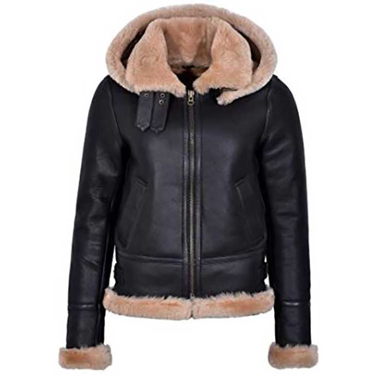 Women’s Hooded Flying Aviator Leather Jacket | The "Arctic Explorer" | Full Grain Apparel