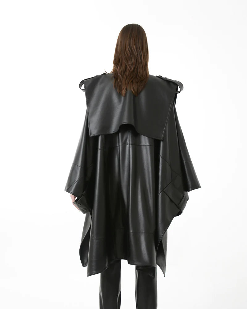 Women’s Oversized Cape Leather Trench Coat | Full Grain Apparel