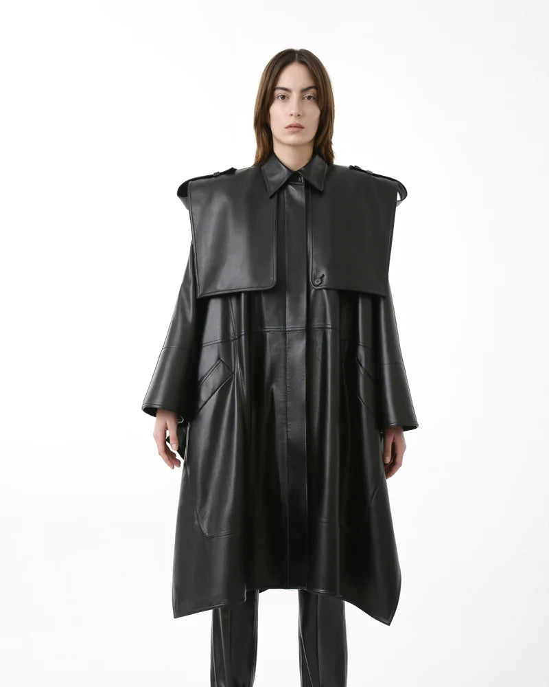 Women’s Oversized Cape Leather Trench Coat | Full Grain Apparel