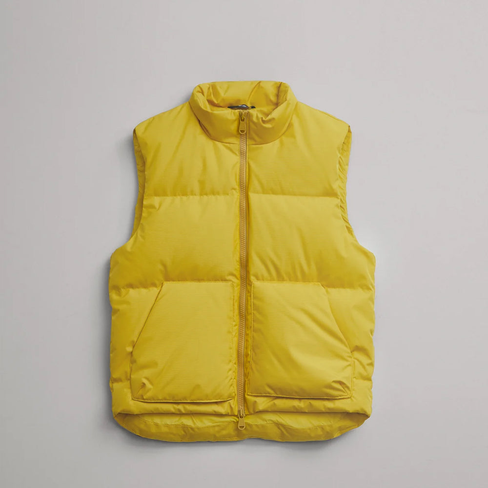 Women’s "Solar Core" Sleeveless Puffer | Premium Canary Yellow Matte Shell | Lightweight Insulated Winter Vest | Full Grain Apparel